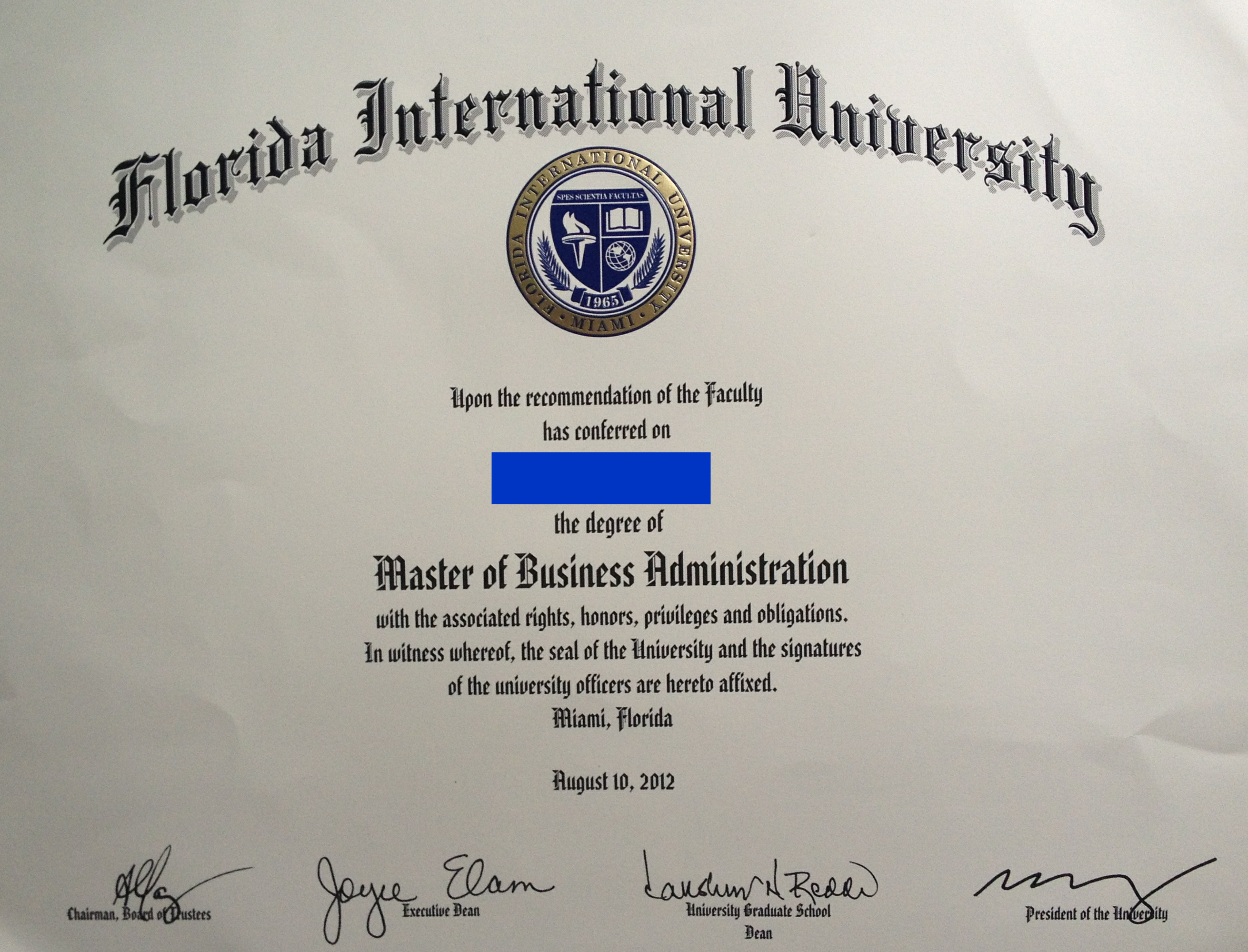 美国佛罗里达国际大学(fiu)颁发的学位证书